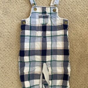 Janie and Jack Blue and Green Plaid Overalls